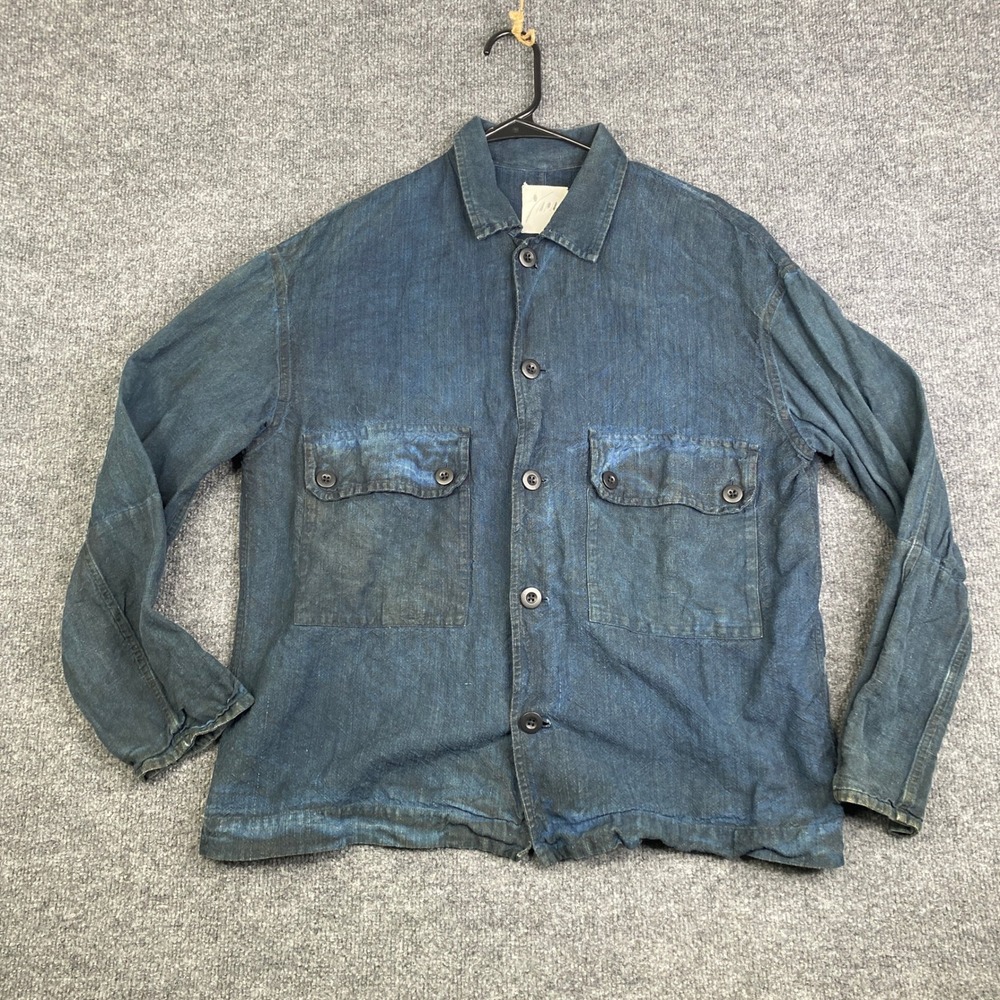 Snow Peak Indigo Cotton Linen Jacket JK-20SU304 Mens Blue Workwear Utility Shirt